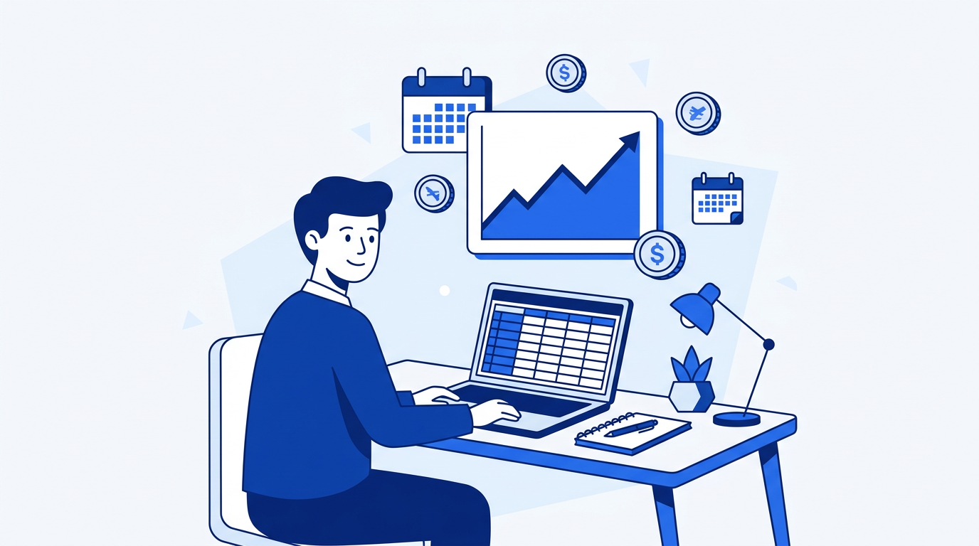 Illustration of a cash flow forecast in Google Sheets showing monthly inflows, outflows, and ending cash balance
