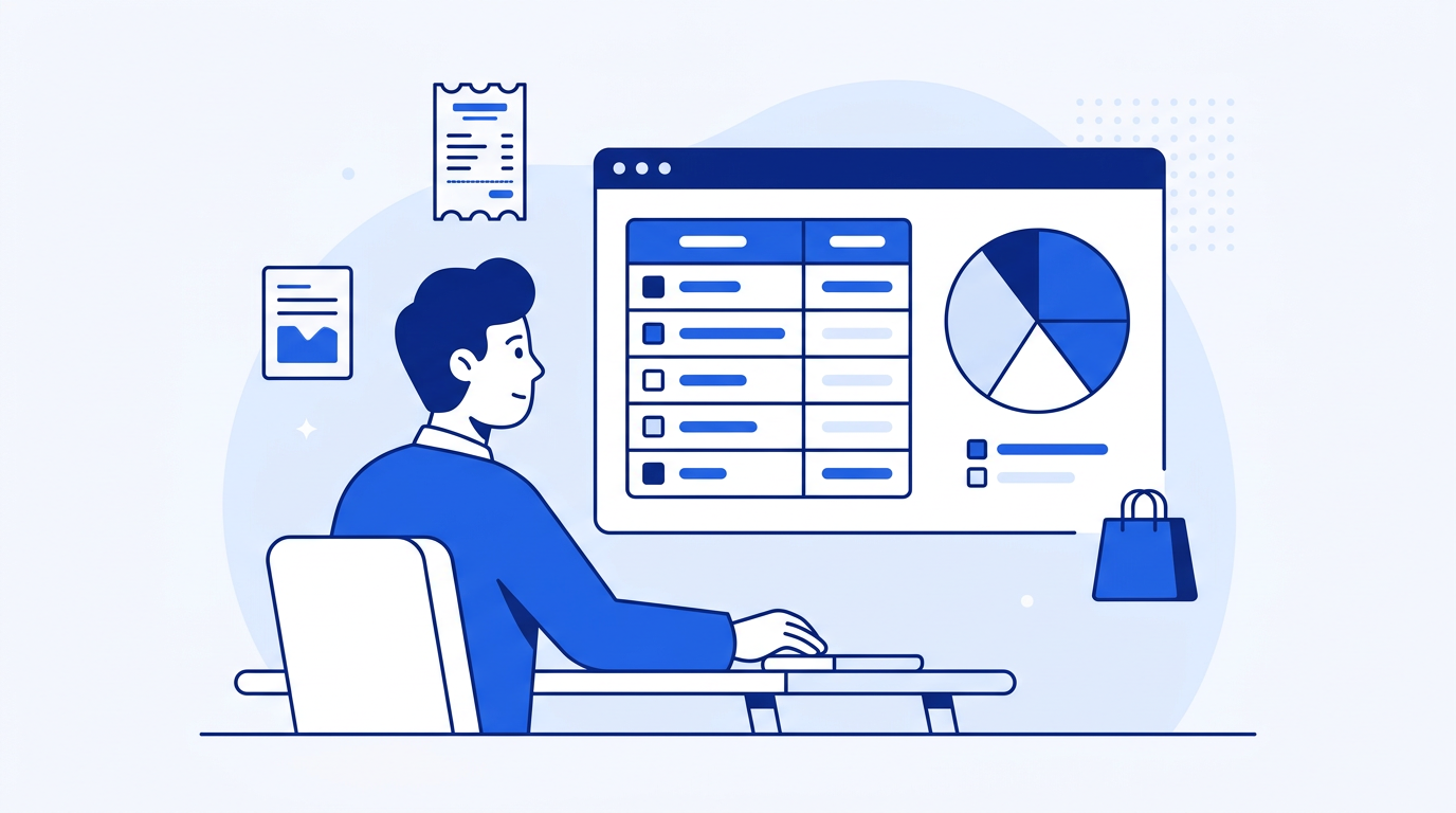 Illustration of a monthly expense report in Google Sheets showing categories, amounts, and budget comparisons