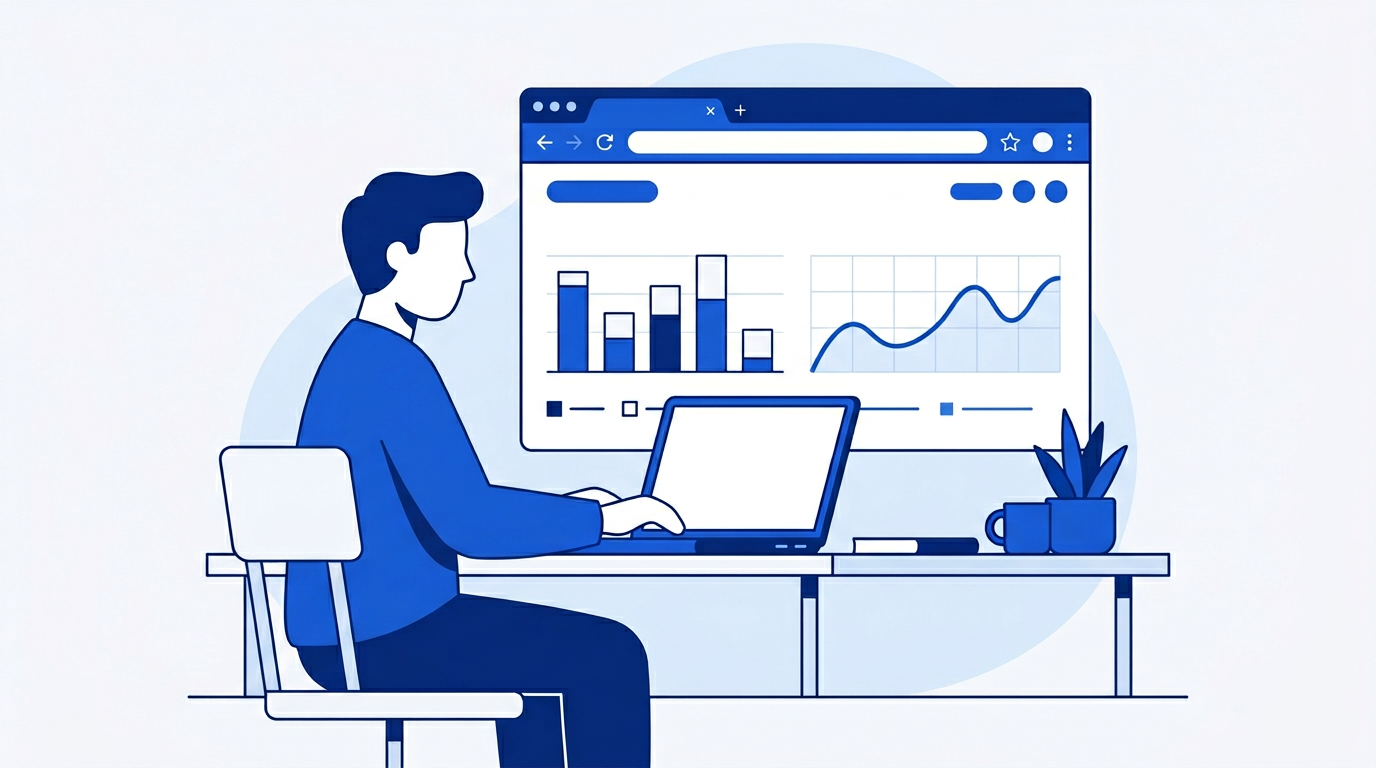 Illustration of a website traffic analysis in Google Sheets showing sessions, channels, and conversion rates